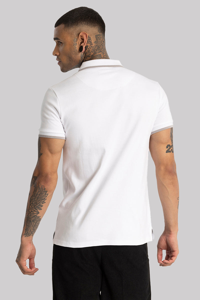 White Zipper Polo T-Shirt