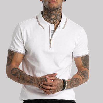 White Zipper Polo T-Shirt