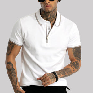 White Zipper Polo T-Shirt