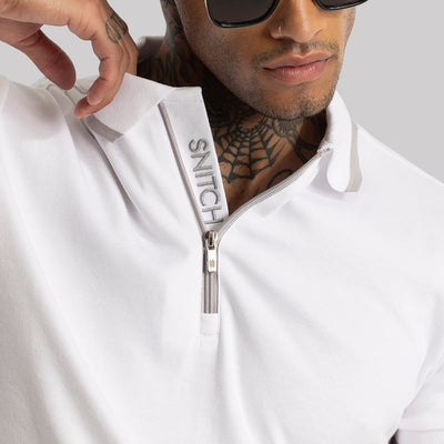 White Zipper Polo T-Shirt