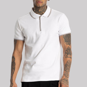 White Zipper Polo T-Shirt
