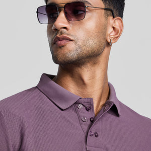 Lavender Textured Polo T-Shirt