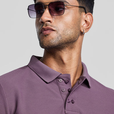Lavender Textured Polo T-Shirt