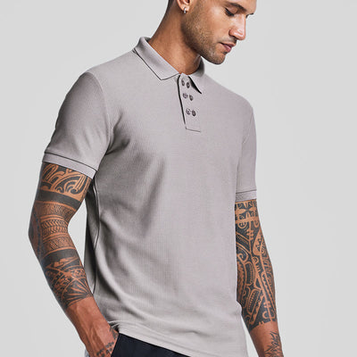 Light Grey Textured Polo T-Shirt