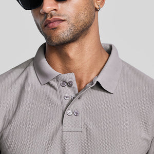 Light Grey Textured Polo T-Shirt