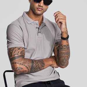 Light Grey Textured Polo T-Shirt