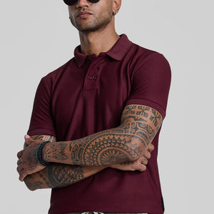 Maroon Textured Polo T-Shirt