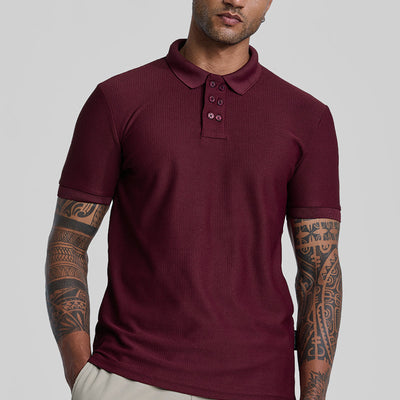 Maroon Textured Polo T-Shirt
