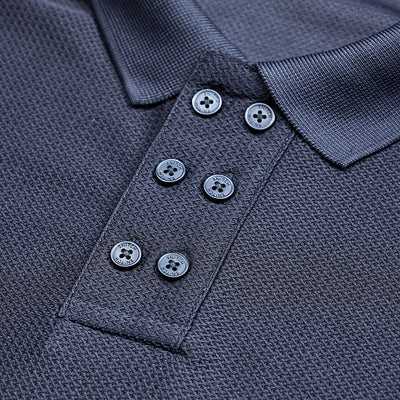 Navy Textured Polo T-Shirt