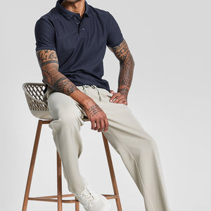 Navy Textured Polo T-Shirt