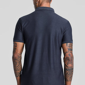 Navy Textured Polo T-Shirt