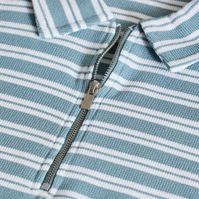 Light Blue Zipper Polo T-Shirt