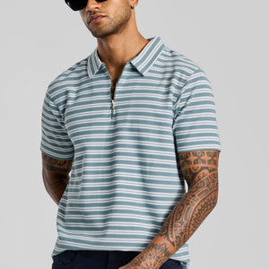 Light Blue Zipper Polo T-Shirt
