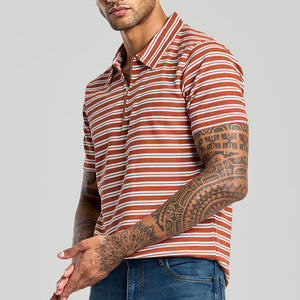 Rust Zipper Polo T-Shirt