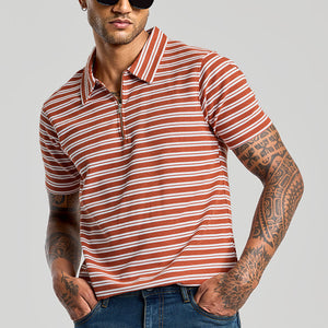 Rust Zipper Polo T-Shirt