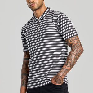 Charcoal Grey Zipper Polo T-Shirt