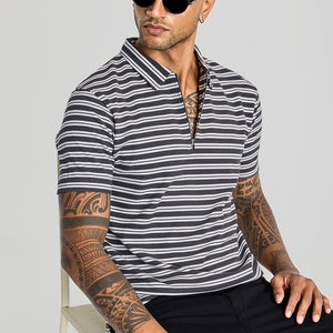 Charcoal Grey Zipper Polo T-Shirt