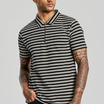 Black Zipper Polo T-Shirt