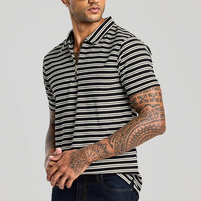 Black Zipper Polo T-Shirt