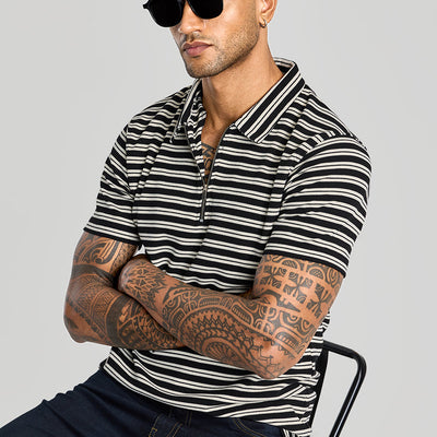 Black Zipper Polo T-Shirt