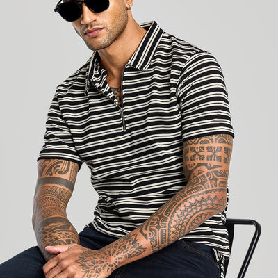 Black Zipper Polo T-Shirt