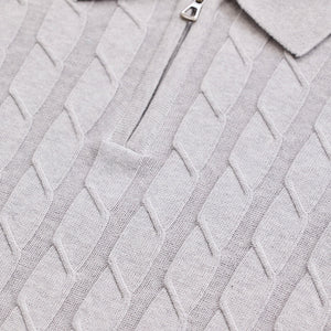 Light Grey Zipper Knitted Polo T-Shirt