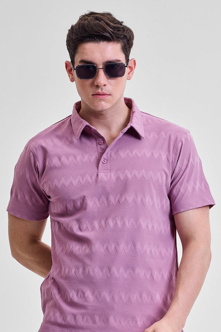 Pink Textured Polo T-Shirt