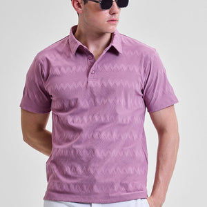 Pink Textured Polo T-Shirt