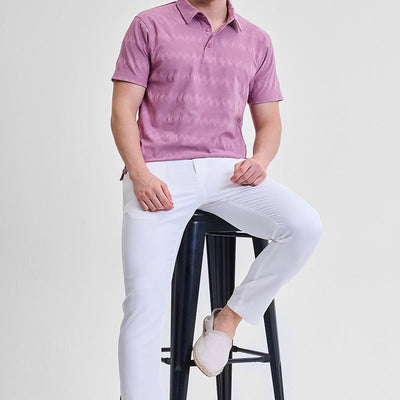Pink Textured Polo T-Shirt