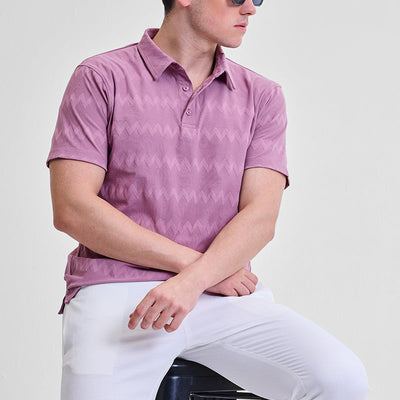 Pink Textured Polo T-Shirt