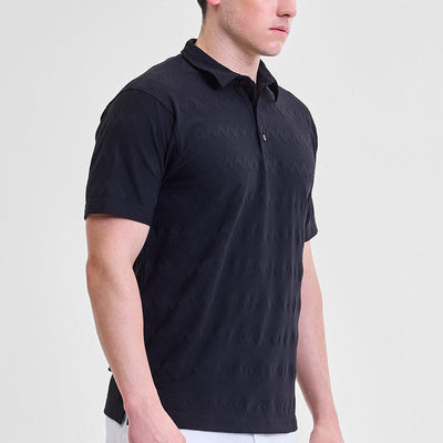 Black Textured Polo T-Shirt
