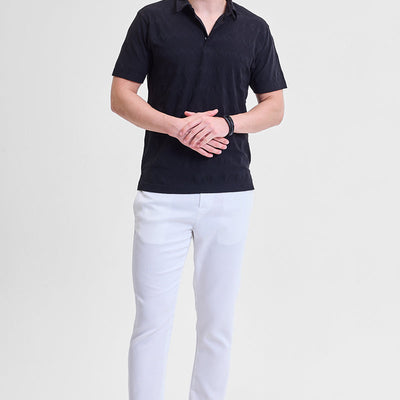 Black Textured Polo T-Shirt