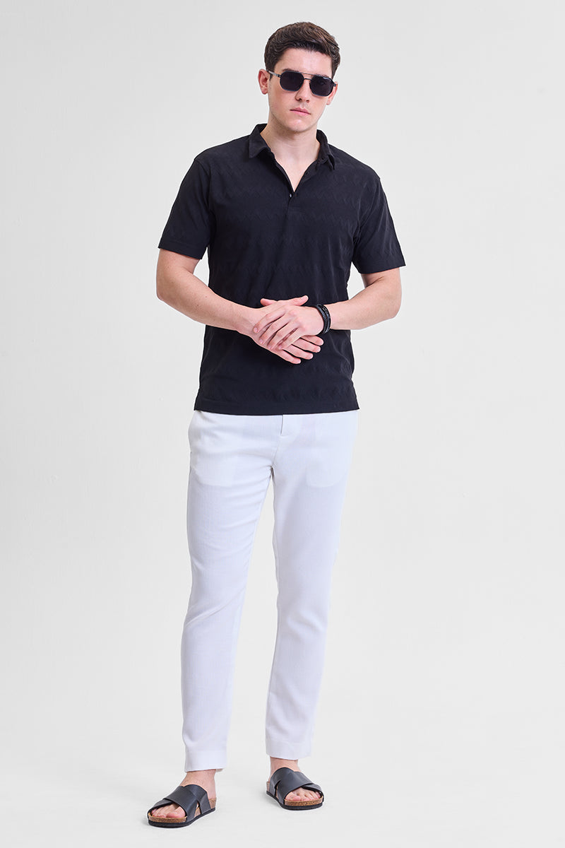 Black Textured Polo T-Shirt