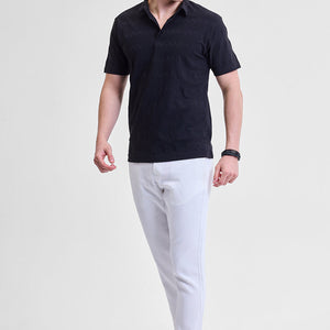 Black Textured Polo T-Shirt