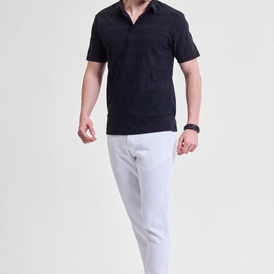 Black Textured Polo T-Shirt