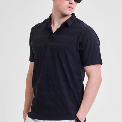 Black Textured Polo T-Shirt