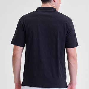 Black Textured Polo T-Shirt