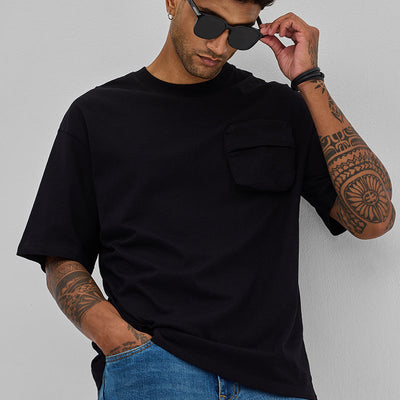 Black Utility Pocket Oversized T-Shirt