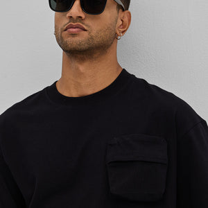 Black Utility Pocket Oversized T-Shirt