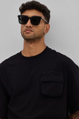 Black Utility Pocket Oversized T-Shirt