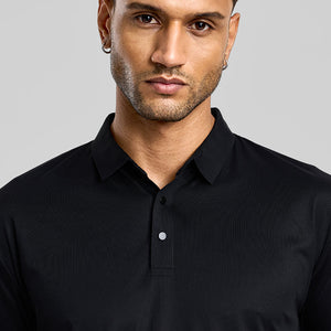 Black Stitchless Polo T-Shirt