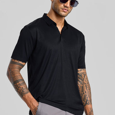 Black Stitchless Polo T-Shirt