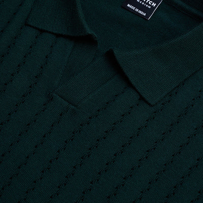 Dark Green Knitted Polo T-Shirt