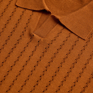 Rust Knitted Polo T-Shirt