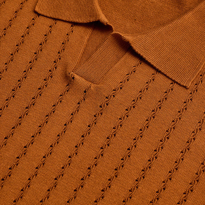 Rust Knitted Polo T-Shirt
