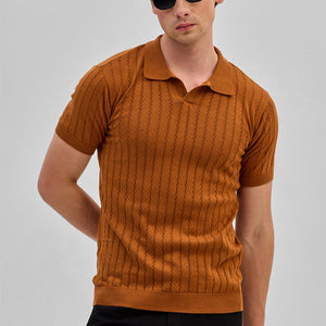 Rust Knitted Polo T-Shirt