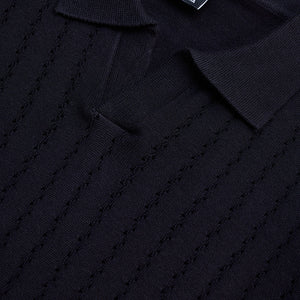 Black Knitted Polo T-Shirt
