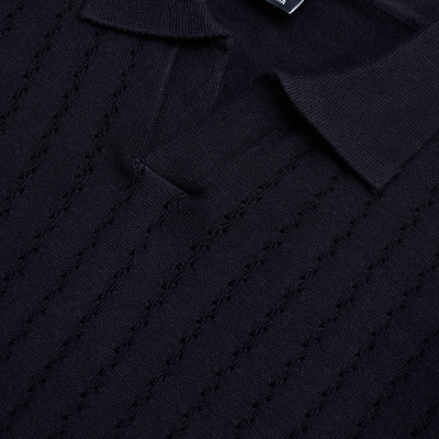 Black Knitted Polo T-Shirt