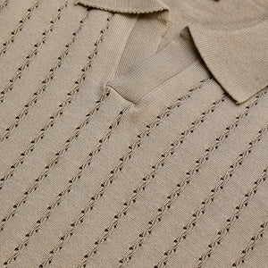 Beige Knitted Polo T-Shirt