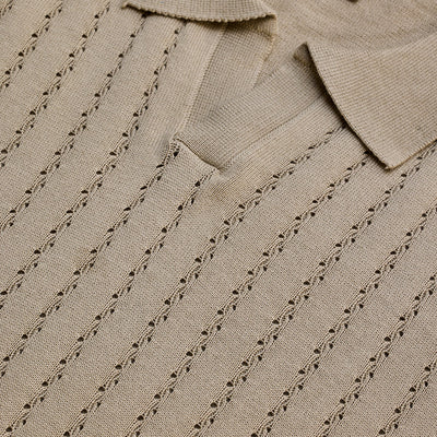 Beige Knitted Polo T-Shirt
